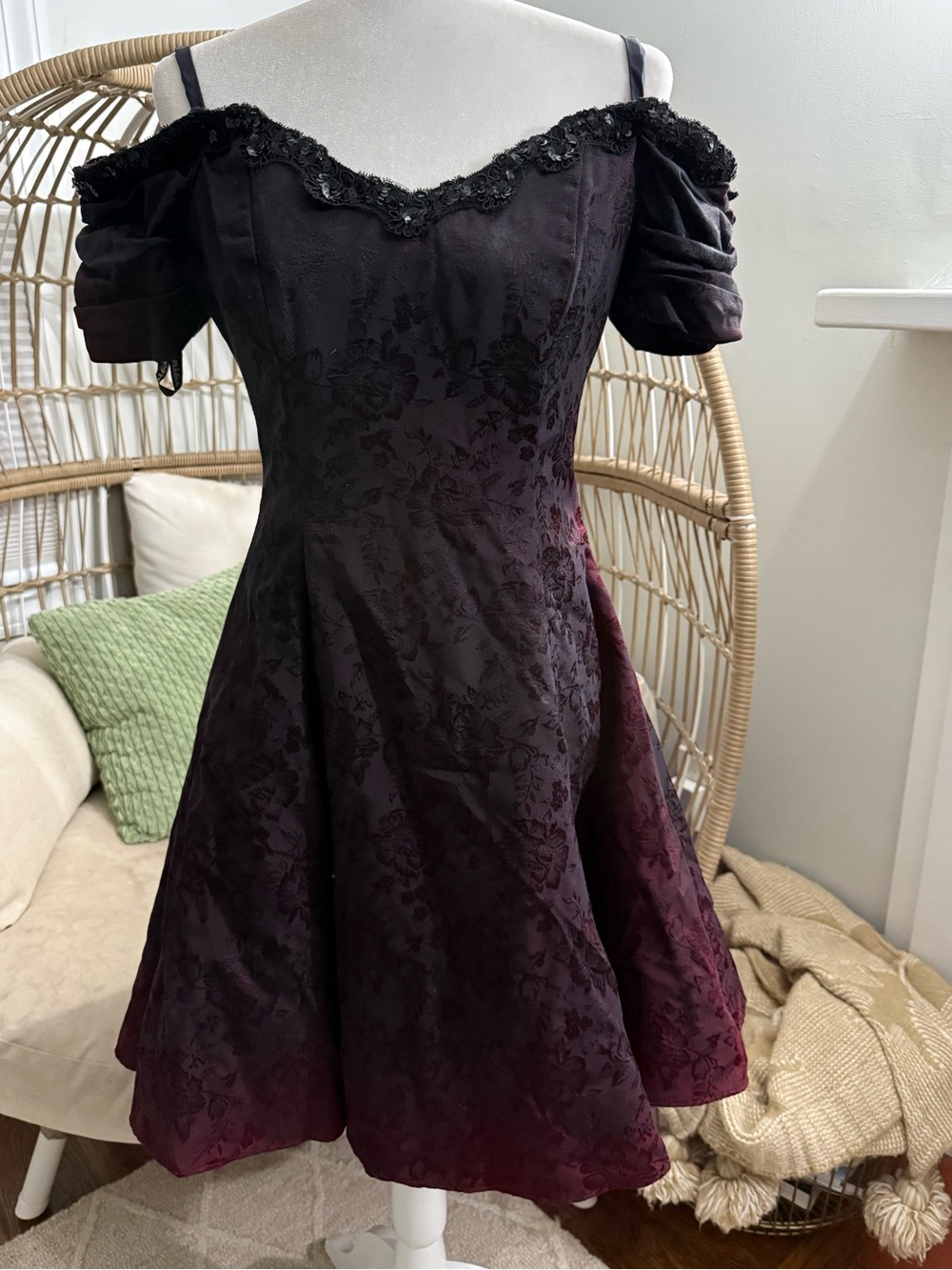 Vintage 80s Karen Lucas For Niki Ombré Brocade Party Dress Size 10 Fits 6